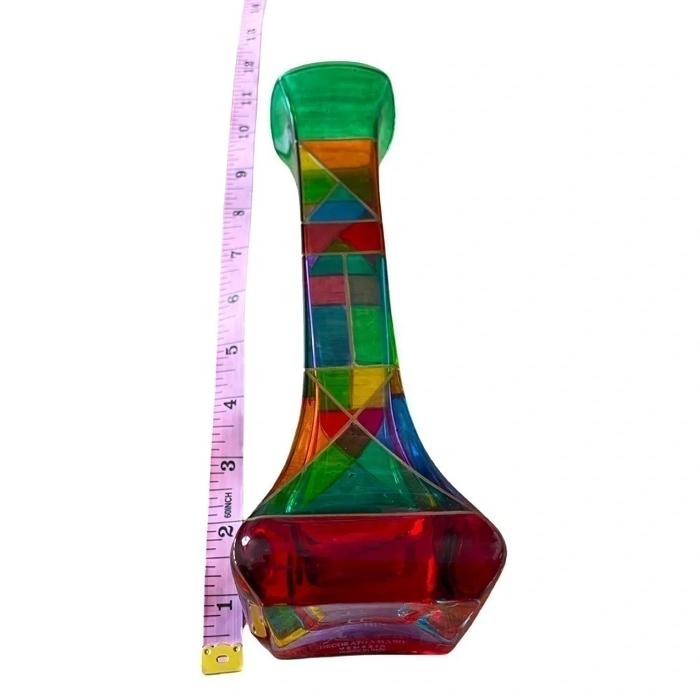 CC Zecchin Venezia Multicolor Crystal Art Glass Vase Made in Italy